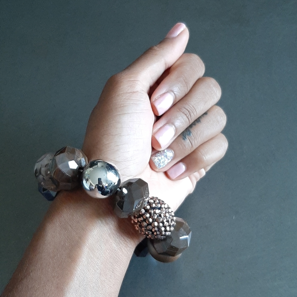 Bronze gold chunky beaded bracelet